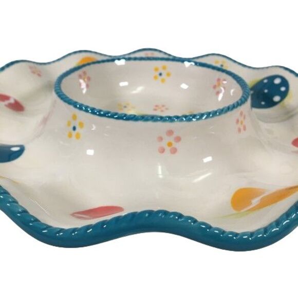 Temp-tations Old World Easter Chip Dip Vegetable Serving Plate Platter Tray Eggs - Picture 3 of 10